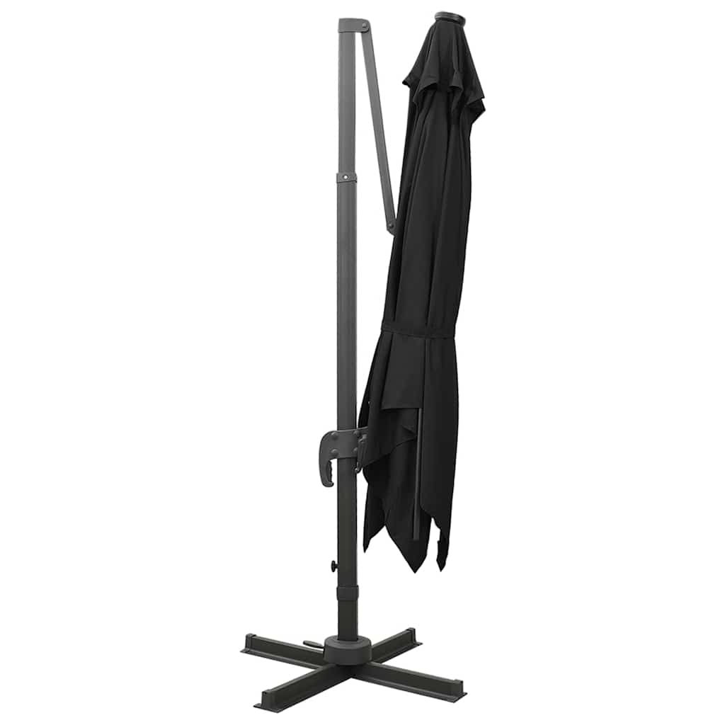 vidaXL Cantilever Garden Parasol with Pole and LED Lights Black 300 cm 3
