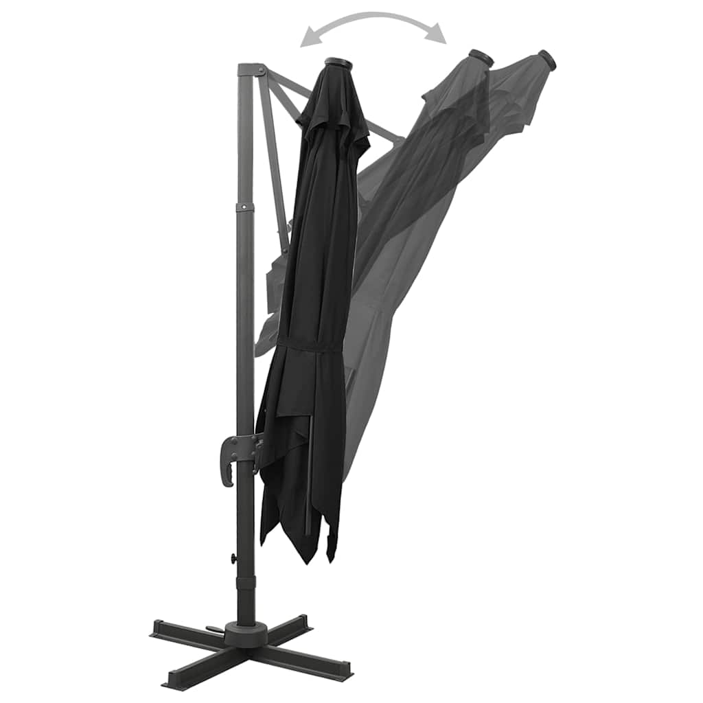 vidaXL Cantilever Garden Parasol with Pole and LED Lights Black 300 cm 4