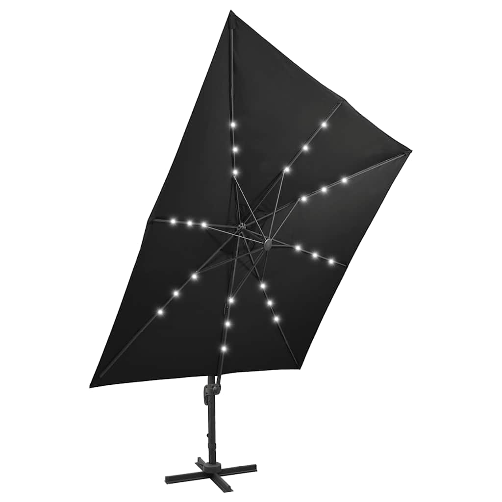 vidaXL Cantilever Garden Parasol with Pole and LED Lights Black 300 cm 5