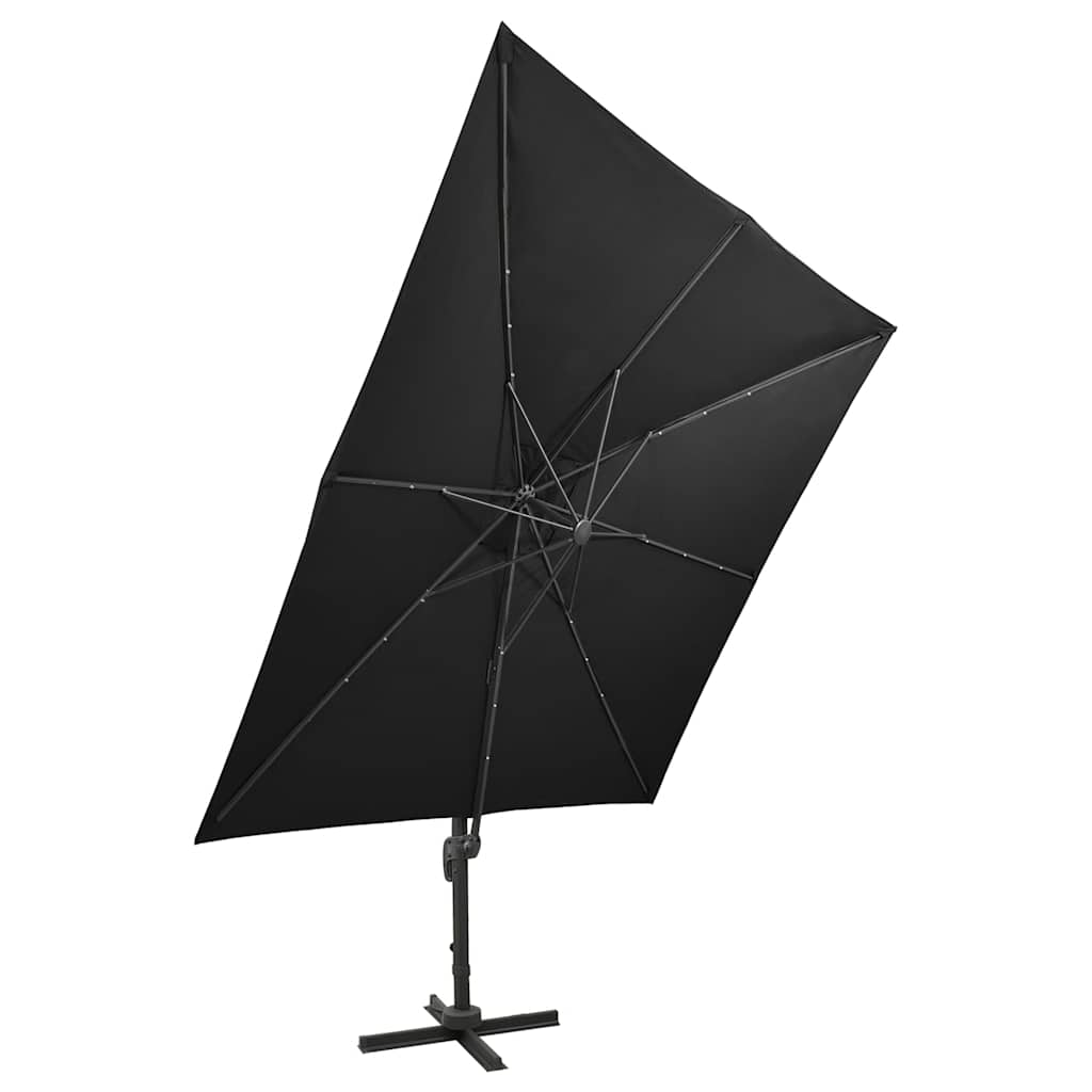 vidaXL Cantilever Garden Parasol with Pole and LED Lights Black 300 cm 6