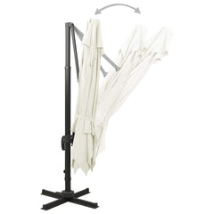 vidaXL Cantilever Garden Parasol with Double Top 300x300 cm Sand 4