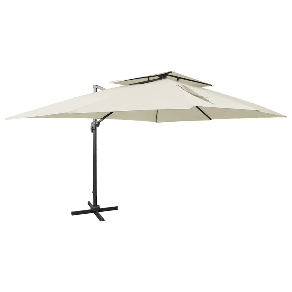 vidaXL Cantilever Garden Parasol with Double Top Sand 400x300 cm 1