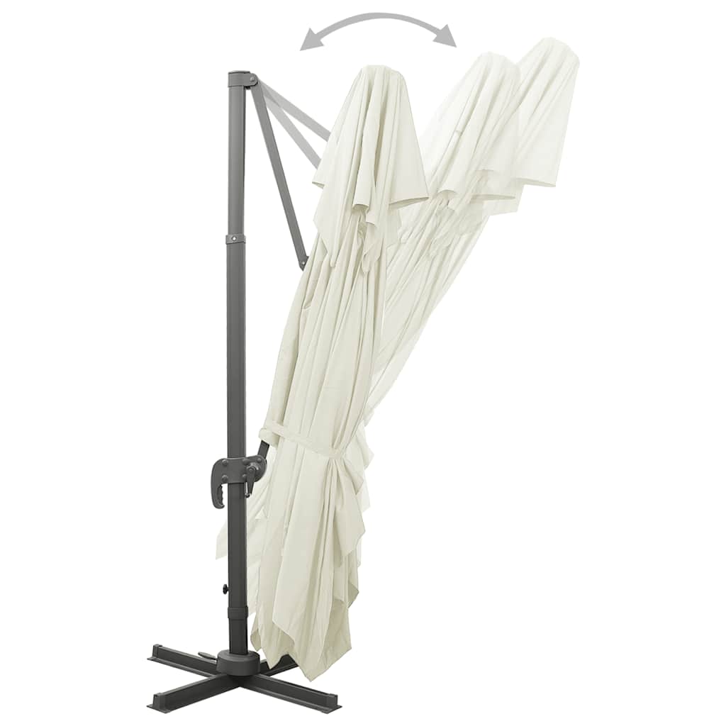 vidaXL Cantilever Garden Parasol with Double Top Sand 400x300 cm 4