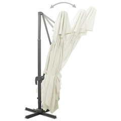 vidaXL Cantilever Garden Parasol with Double Top Sand 400x300 cm 4