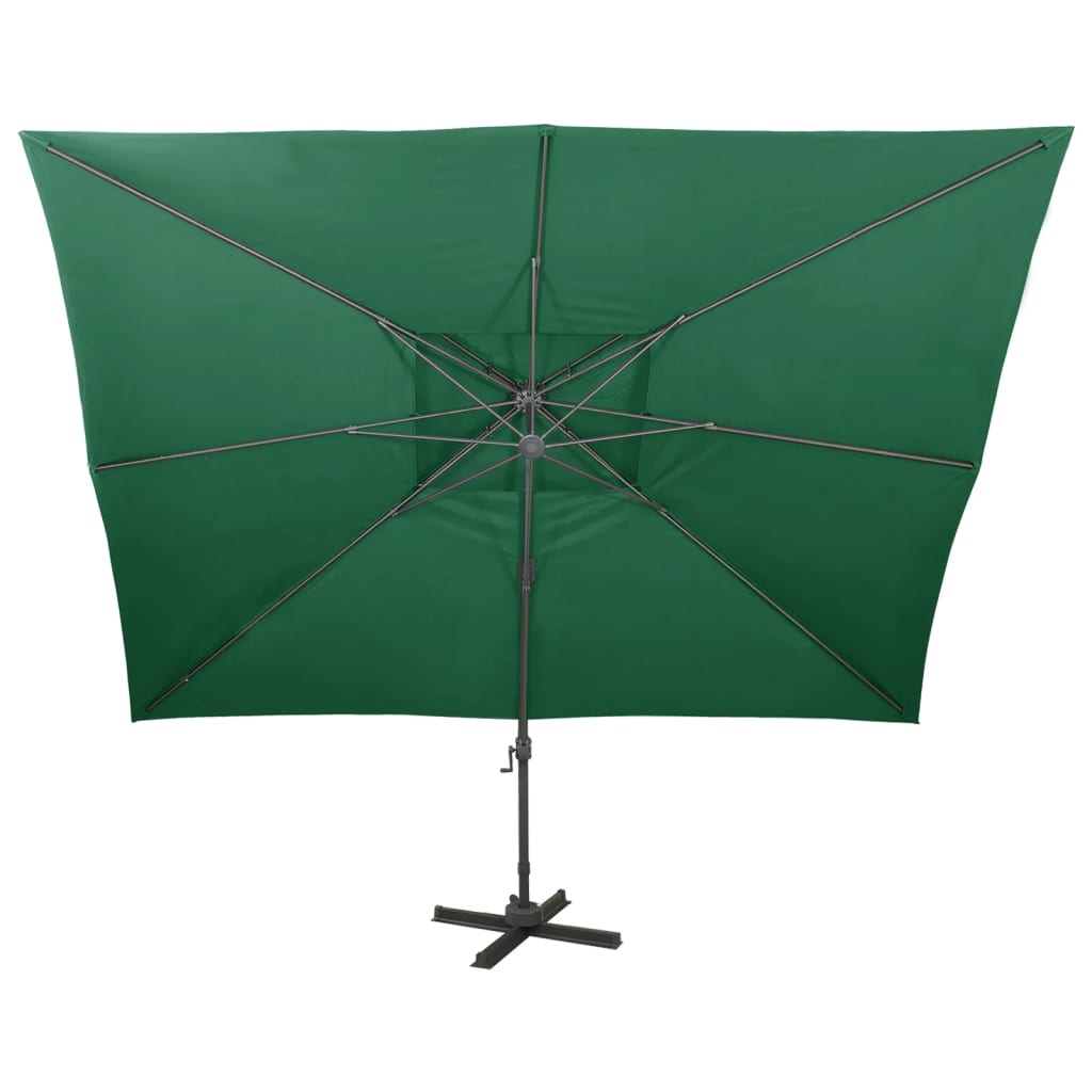 vidaXL Cantilever Garden Parasol with Double Top Green 400x300 cm 3