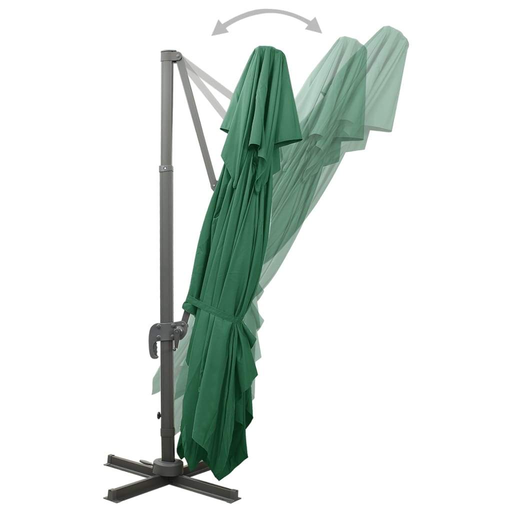 vidaXL Cantilever Garden Parasol with Double Top Green 400x300 cm 4