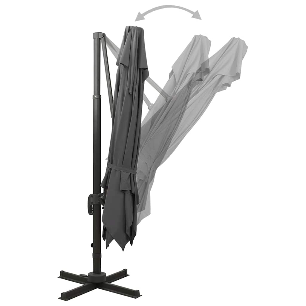 vidaXL Cantilever Garden Parasol with Double Top 300x300 cm Anthracite 4