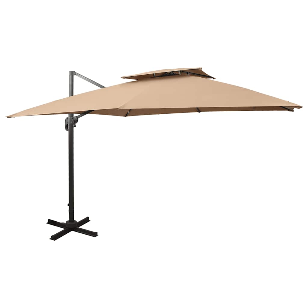 vidaXL Cantilever Garden Parasol with Double Top 300x300 cm Taupe 1
