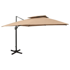 vidaXL Cantilever Garden Parasol with Double Top 300x300 cm Taupe 1