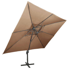 vidaXL Cantilever Garden Parasol with Double Top Taupe 400x300 cm 2