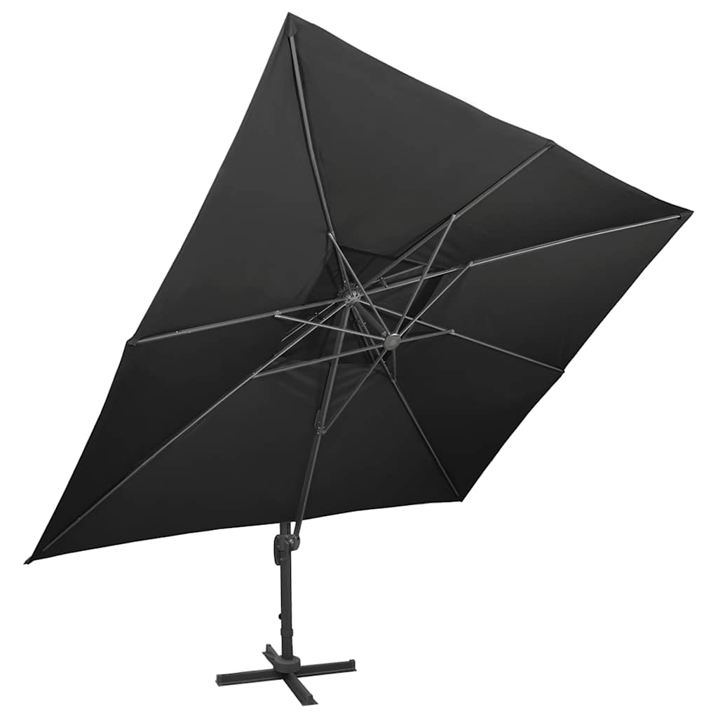 vidaXL Cantilever Garden Parasol with Double Top Black 400x300 cm 2