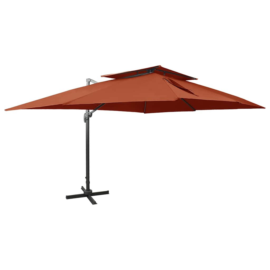 vidaXL Cantilever Garden Parasol with Double Top Terracotta 400x300 cm 1