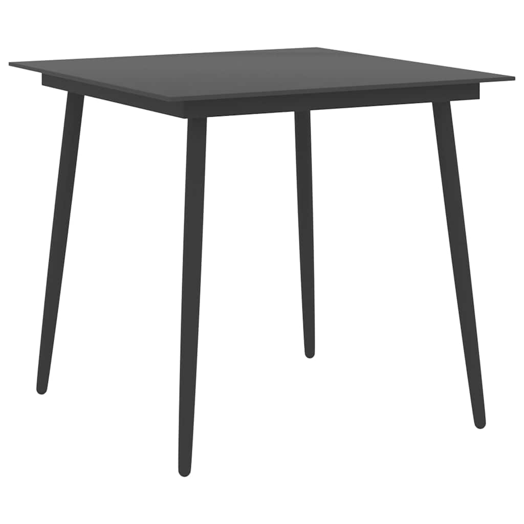 vidaXL Garden Table | Black | Powder-coated steel, glass | 80 x 80 x 74 cm 1