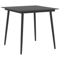 vidaXL Garden Table | Black | Powder-coated steel, glass | 80 x 80 x 74 cm 1