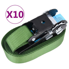 vidaXL Ratchet Tie Down Straps 10 pcs 800 daN 6 m Green 2