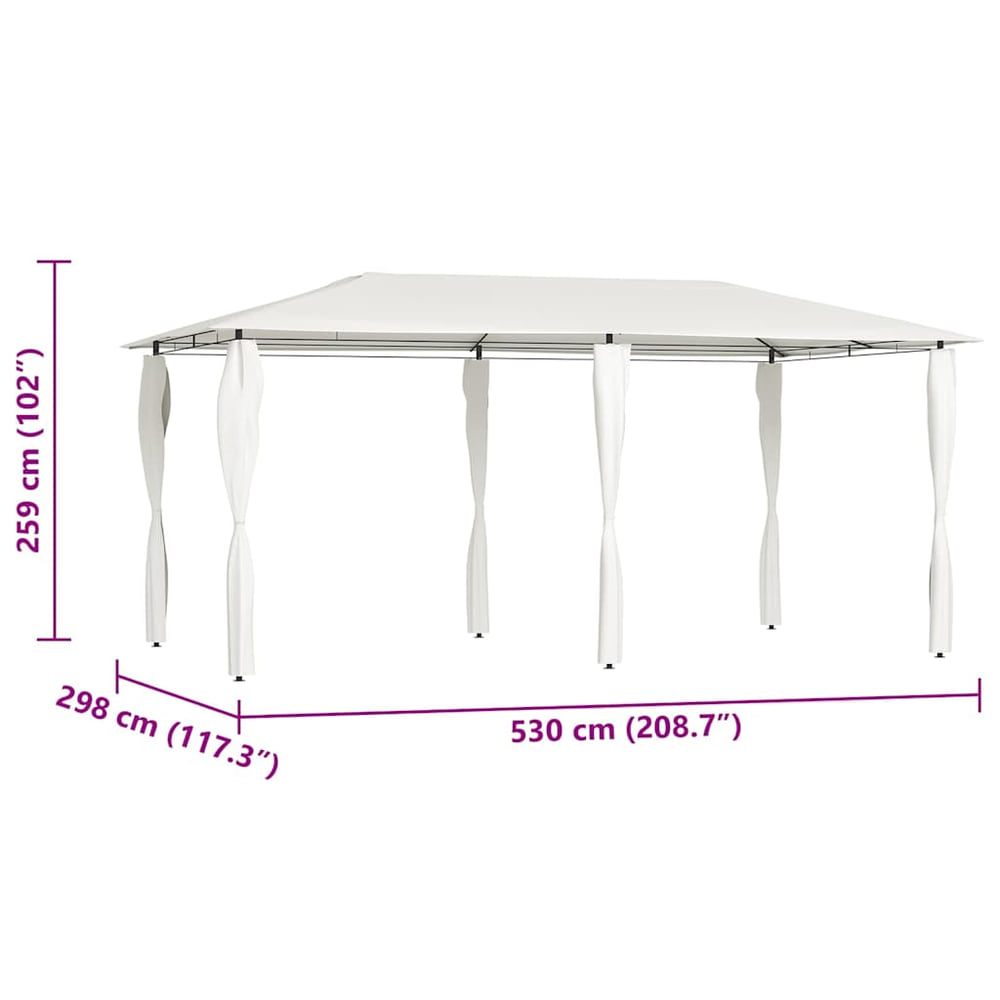 Gazebo 2.98x5.3x2.59 m 160 g/m² with Post Covers Cream