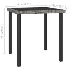 Garden Dining Table Poly Rattan Grey 70 x 70 x 73 cm