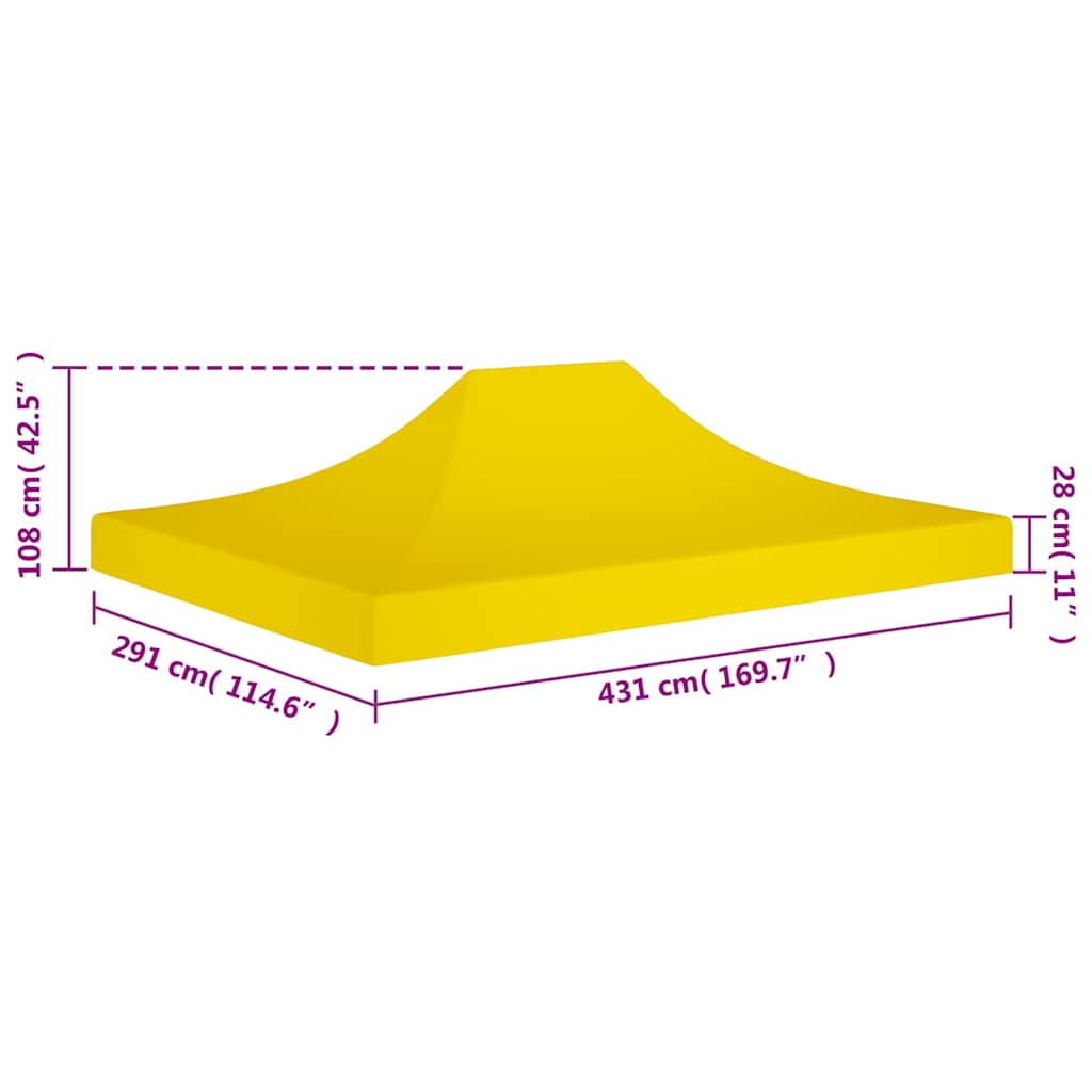 vidaXL Party Tent Roof | Yellow | 600D oxford fabric with PVC coating | 4.5x3 m 6
