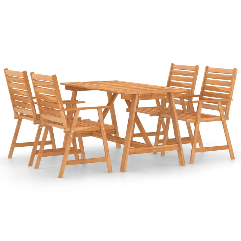 5 Piece Garden Dining Set Solid Acacia Wood