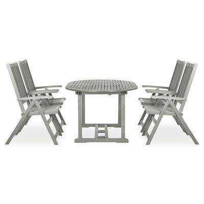 5 Piece Garden Dining Set Solid Acacia Wood Grey