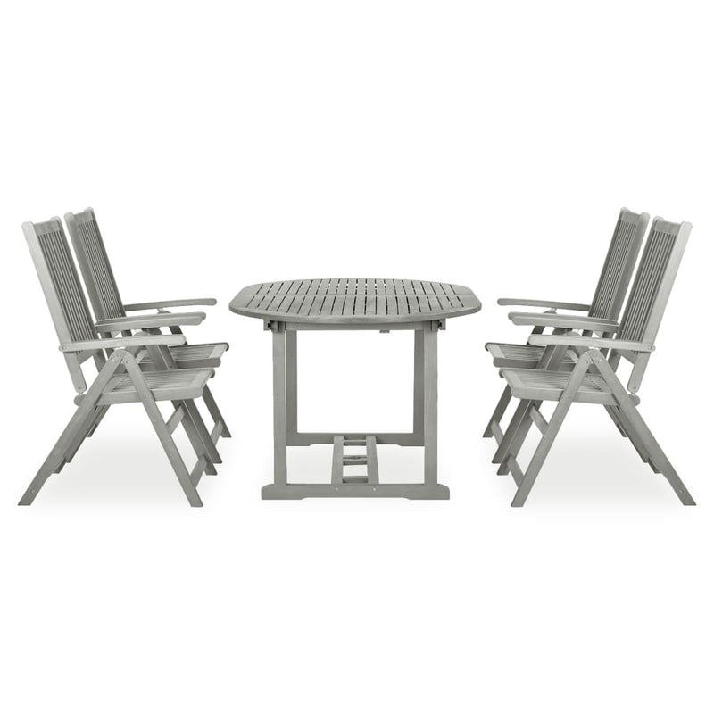 5 Piece Garden Dining Set Solid Acacia Wood Grey