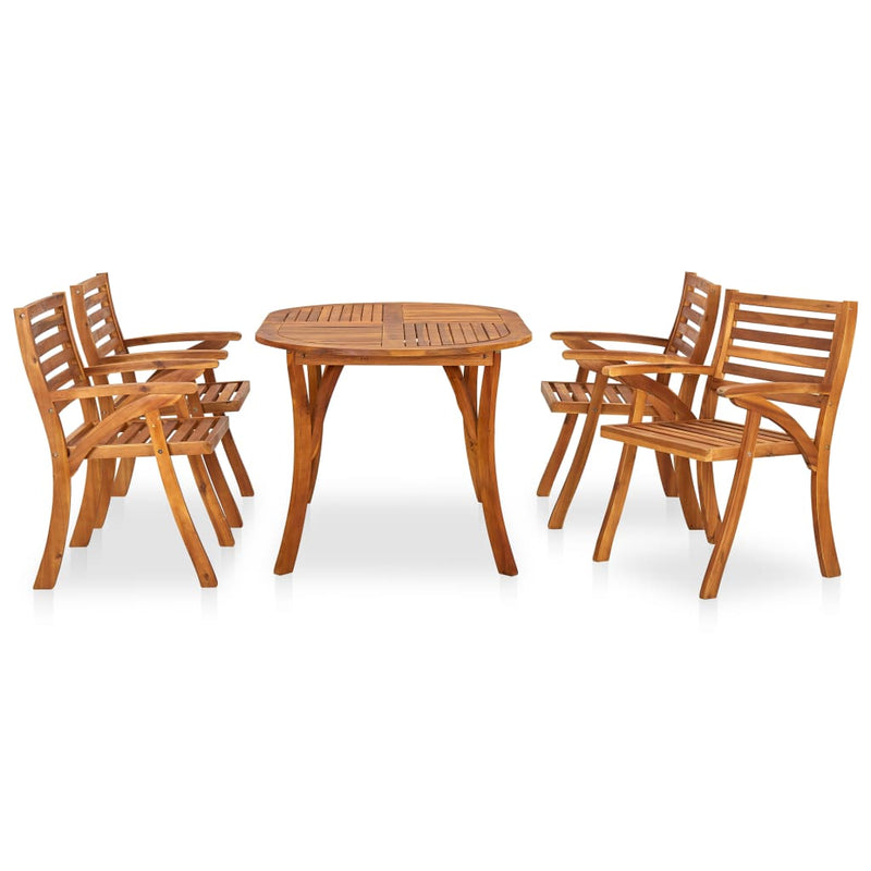 5 Piece Garden Dining Set Solid Acacia Wood