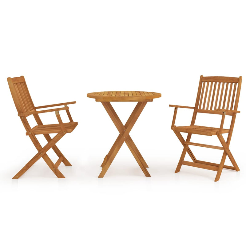 3 Piece Folding Garden Dining Set Solid Acacia Wood