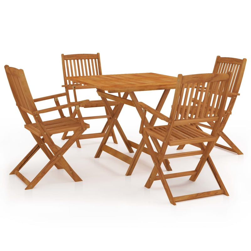 5 Piece Folding Garden Dining Set Solid Acacia Wood