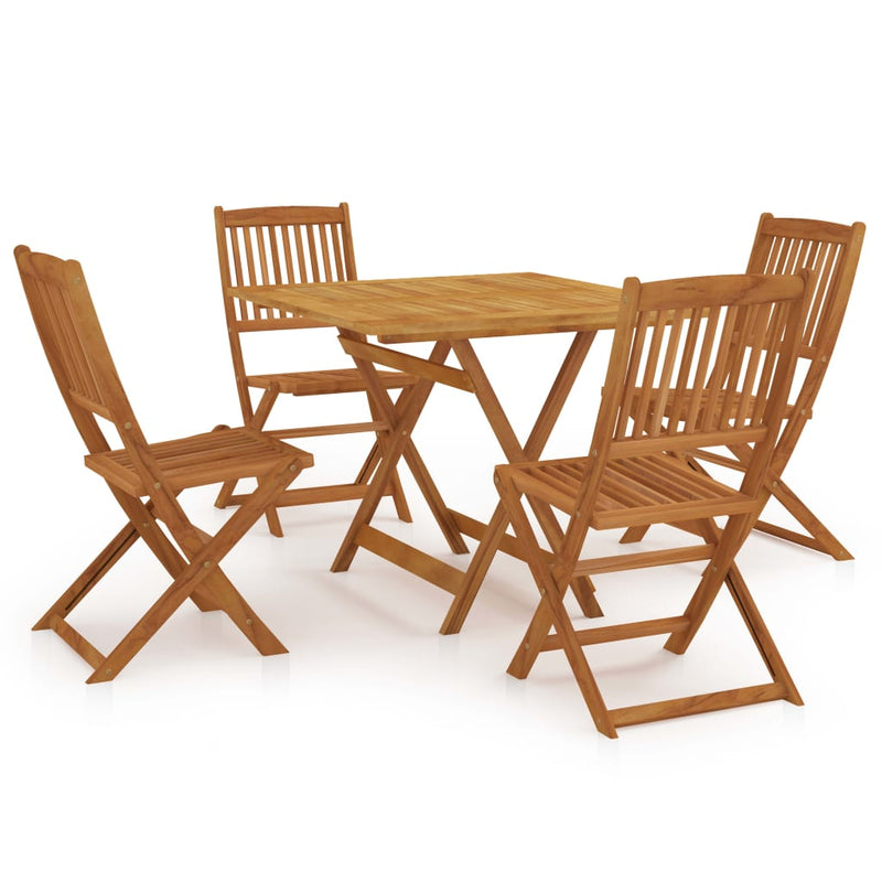 5 Piece Folding Garden Dining Set Solid Acacia Wood