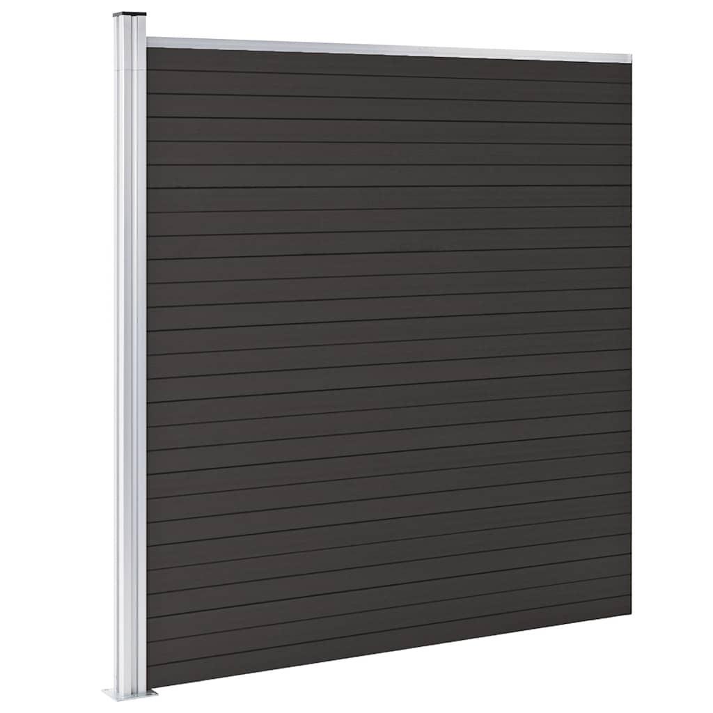 Fence Panel WPC 175x186 cm Black 1 section with 1 post