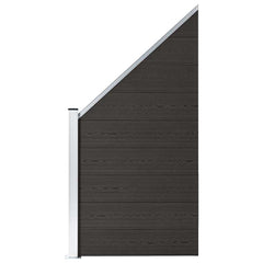 Fence Panel WPC 175x186 cm Black 1 slanted section