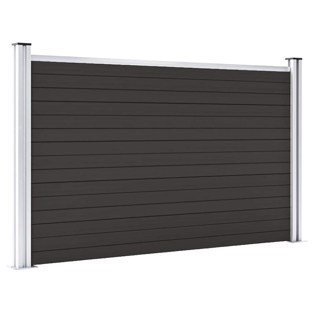 Fence Panel WPC 180x105 cm Black 1 section with 2 posts