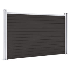 Fence Panel WPC 180x105 cm Black 1 section with 2 posts