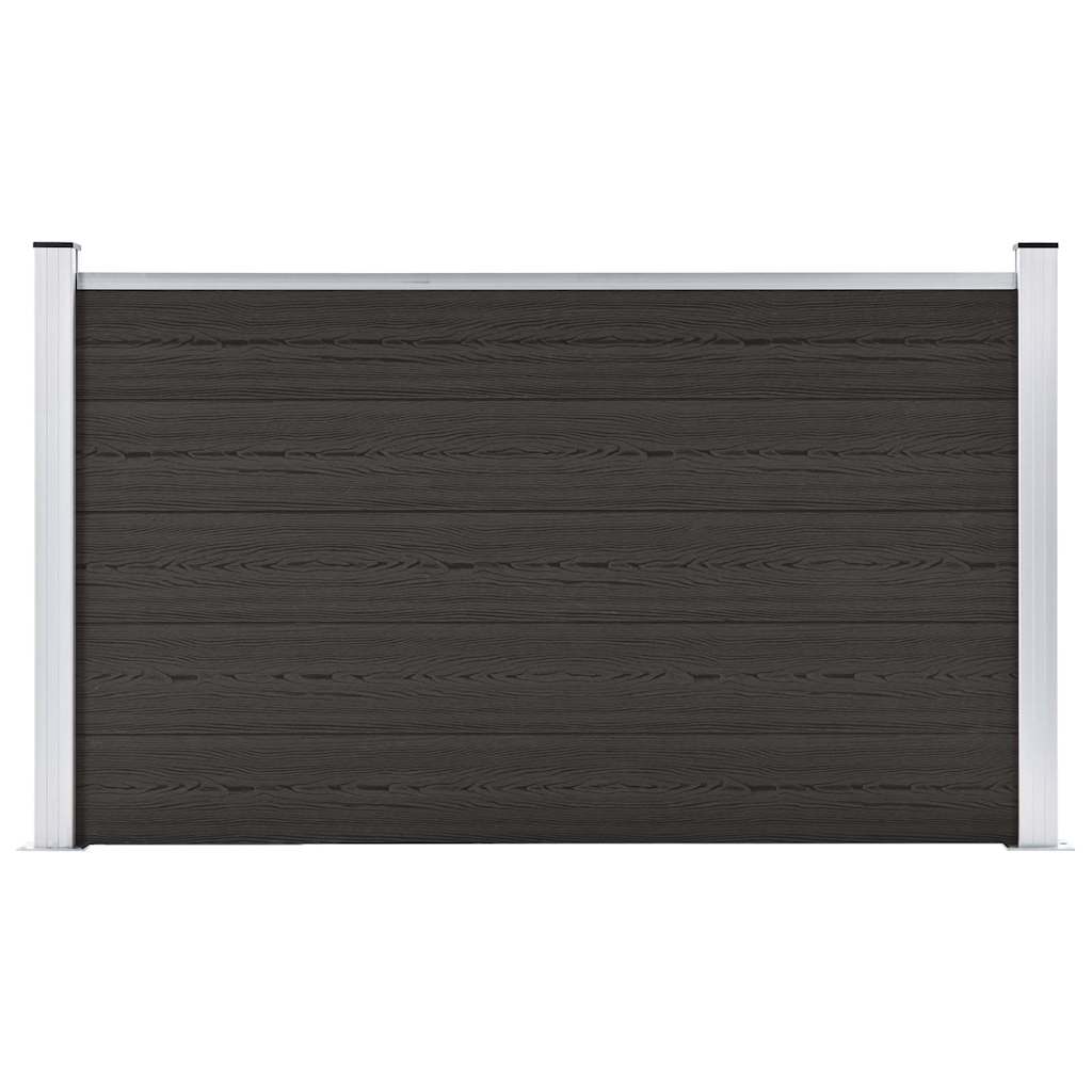 Fence Panel WPC 180x105 cm Black 1 section with 2 posts
