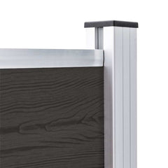 Fence Panel WPC 180x105 cm Black 1 section with 2 posts