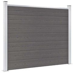 Fence Panel WPC 180x146 cm Grey 1 section with 2 posts