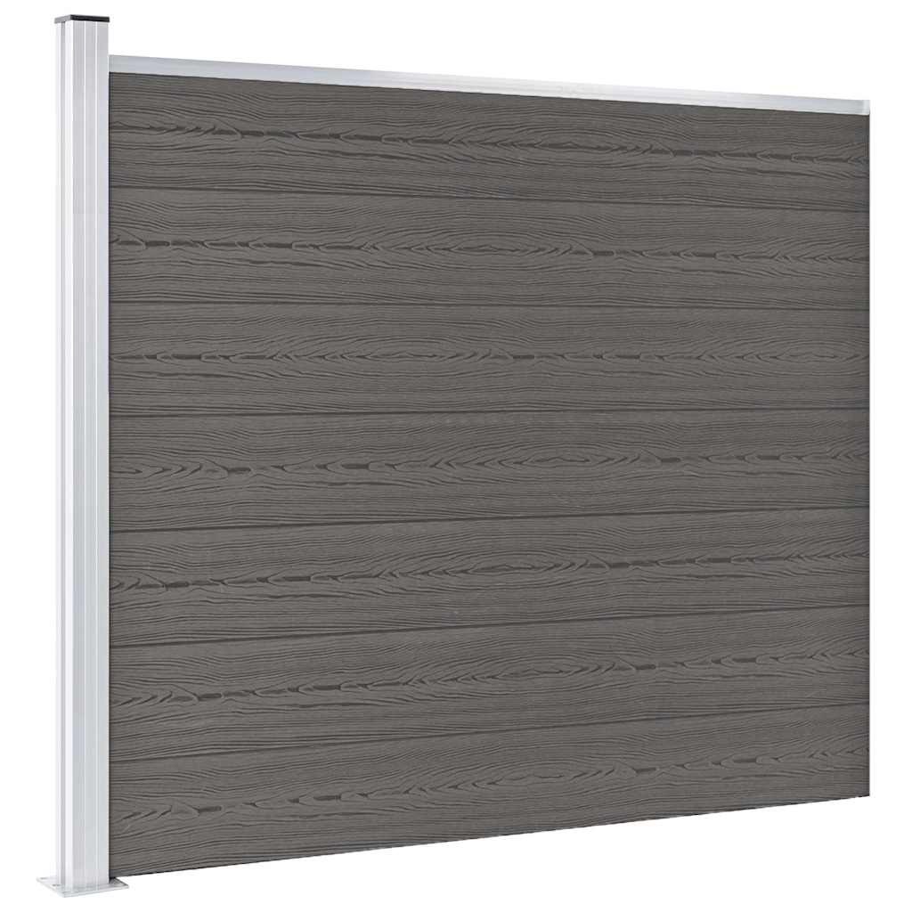 Fence Panel WPC 180x146 cm Grey 1 section with 1 post