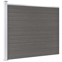Fence Panel WPC 180x146 cm Grey 1 section with 1 post