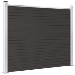 Fence Panel WPC 180x146 cm Black 1 section with 2 posts