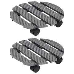 vidaXL Plant Trolleys 2 pcs Grey Ø30x7.5 cm WPC 1