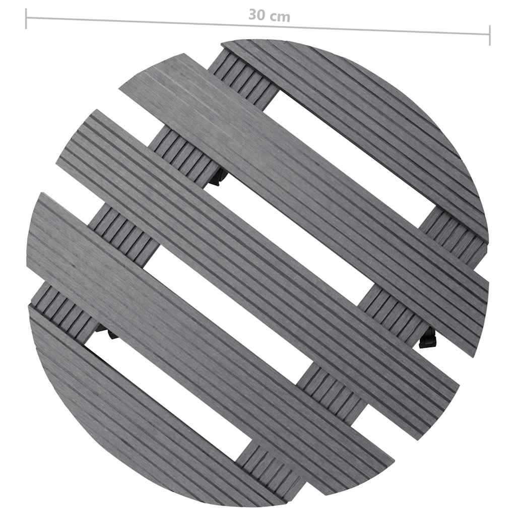 vidaXL Plant Trolleys 2 pcs Grey Ø30x7.5 cm WPC 6