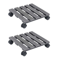 vidaXL Plant Trolleys 2 pcs Grey 30x30x7.5 cm WPC 1