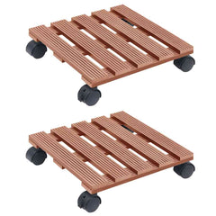 vidaXL Plant Trolley | Set of 2 | Brown | Wood-Plastic Composite | Small 1