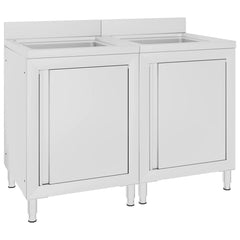 Commercial Kitchen Sink Cabinet 180x60x96 cm Stainless Steel 120 cm double sink