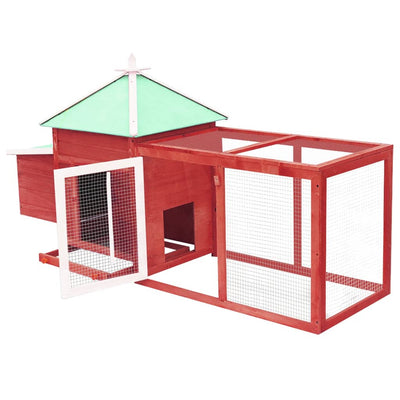 Chicken Coop with Nest Box Red 190x72x102 cm Solid Firwood