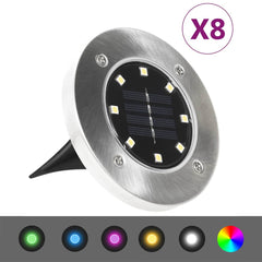vidaXL Solar Ground Light | Set of 8 | Multicolour with stainless steel | PP 1