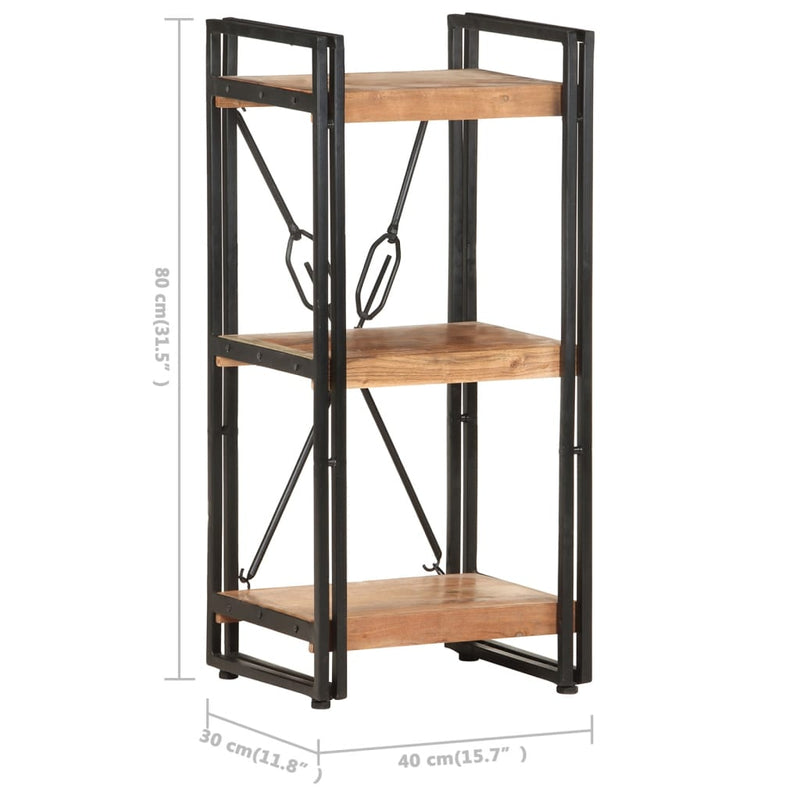 3-Tier Bookcase 40x30x80 cm Solid Acacia Wood