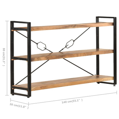 Estantería de 3 niveles 140x30x80 cm Madera maciza de acacia