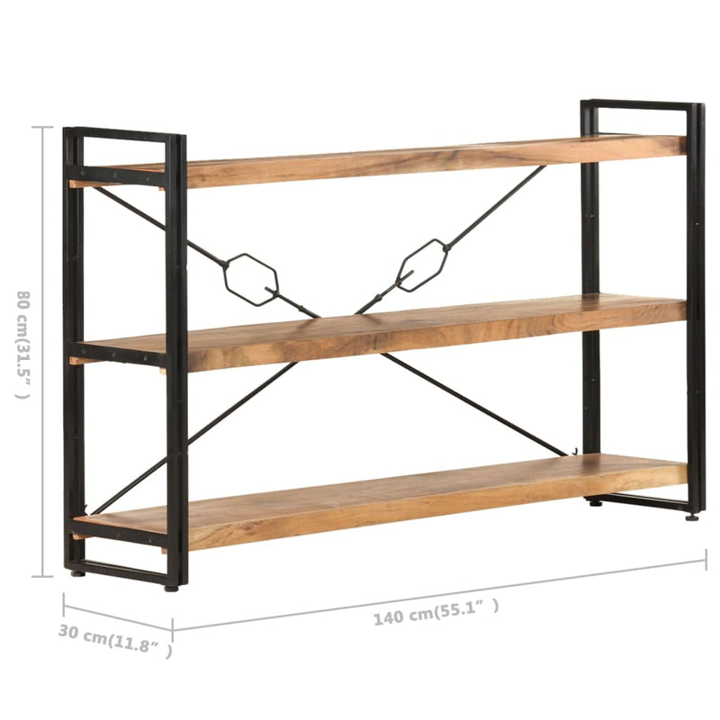 Estantería de 3 niveles 140x30x80 cm Madera maciza de acacia