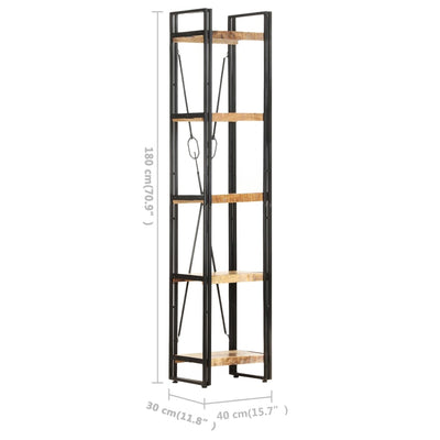 5-Tier Bookcase 39x30x180 cm Solid Mango Wood